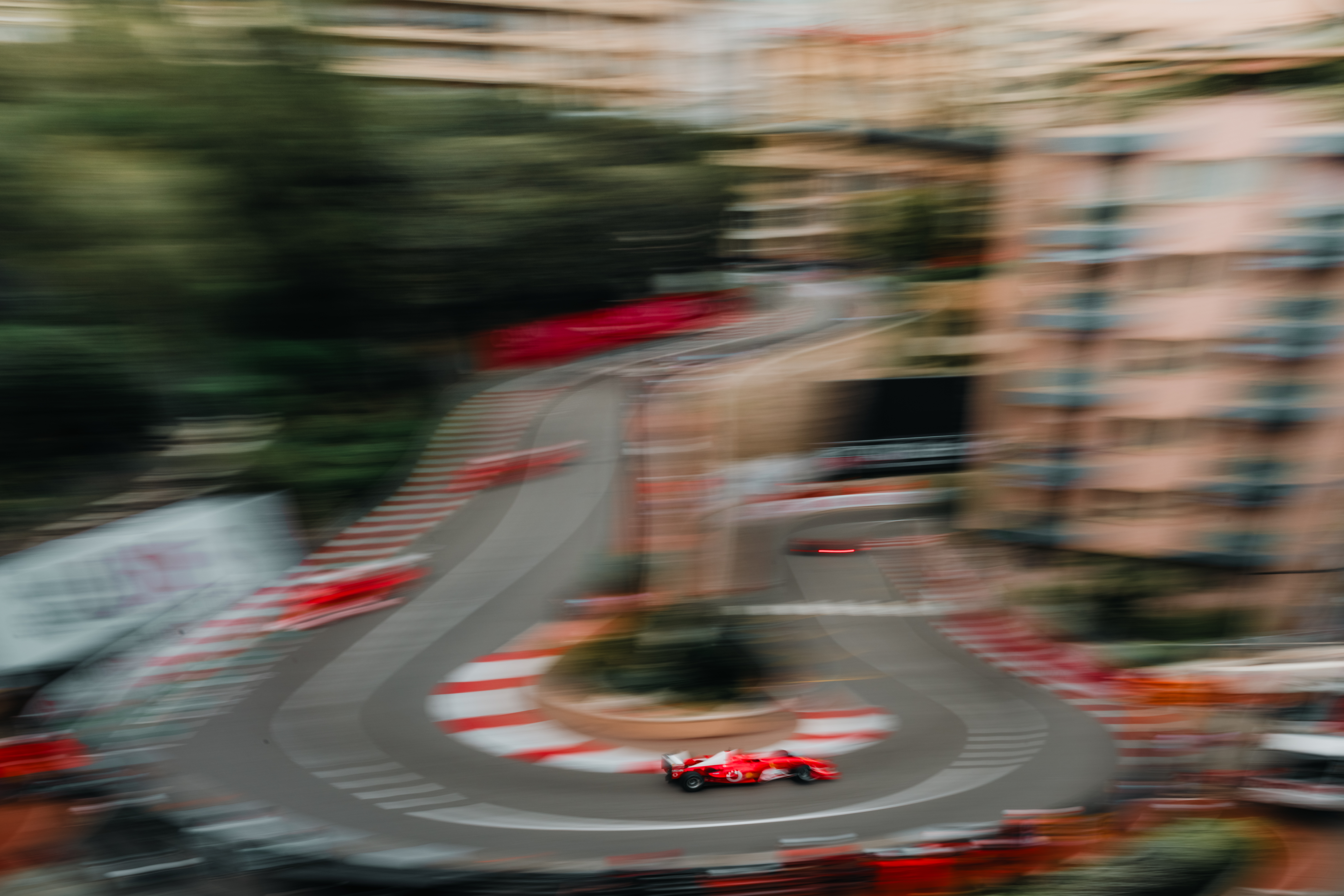 Ferrari parade near Fairmont at Monaco Historique, automotive heritage photograph by Simone Slawitz