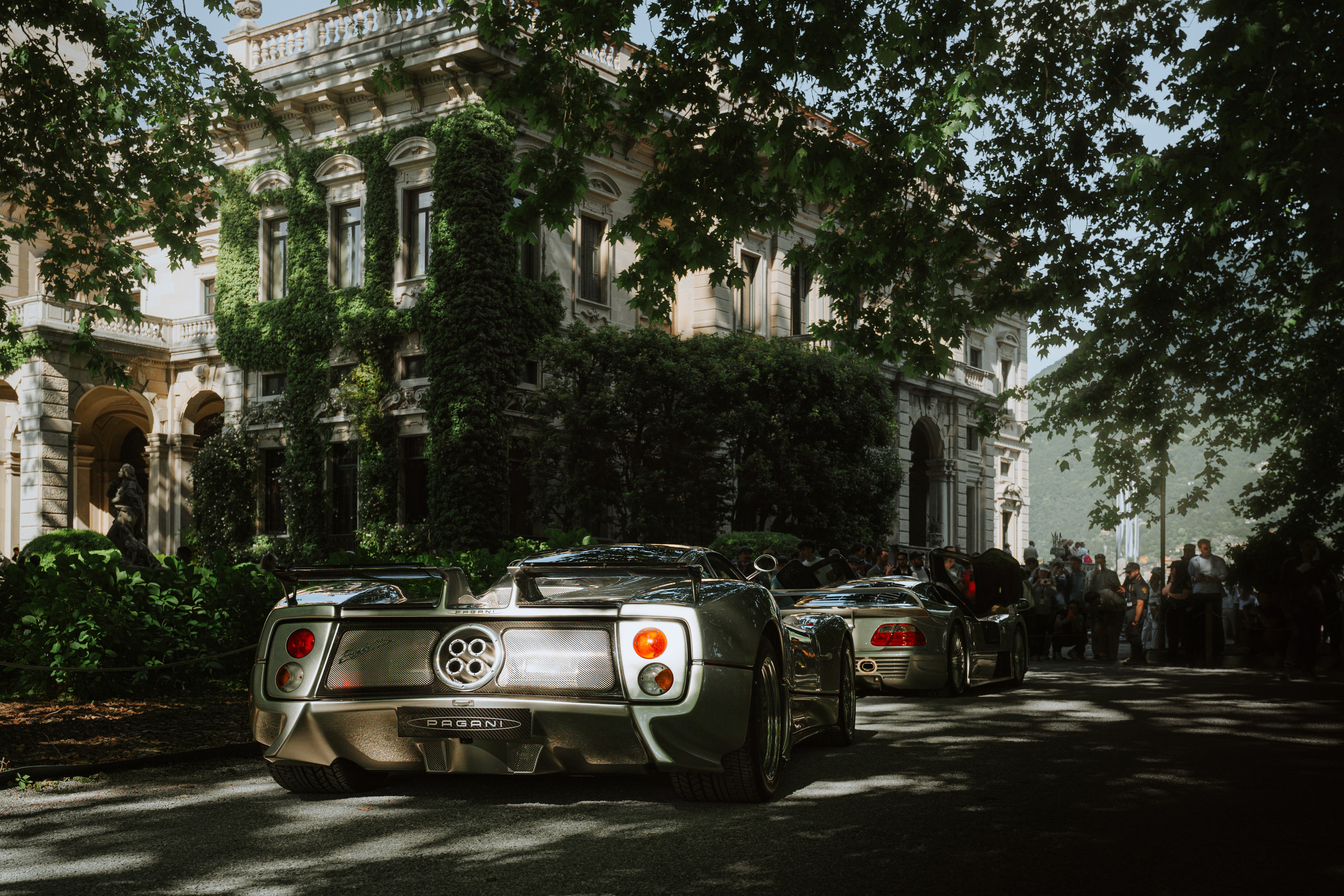 Pagani Zonda at Villa d’Este during Concorso d’Eleganza 2026, editorial automotive heritage photograph by Simone Slawitz